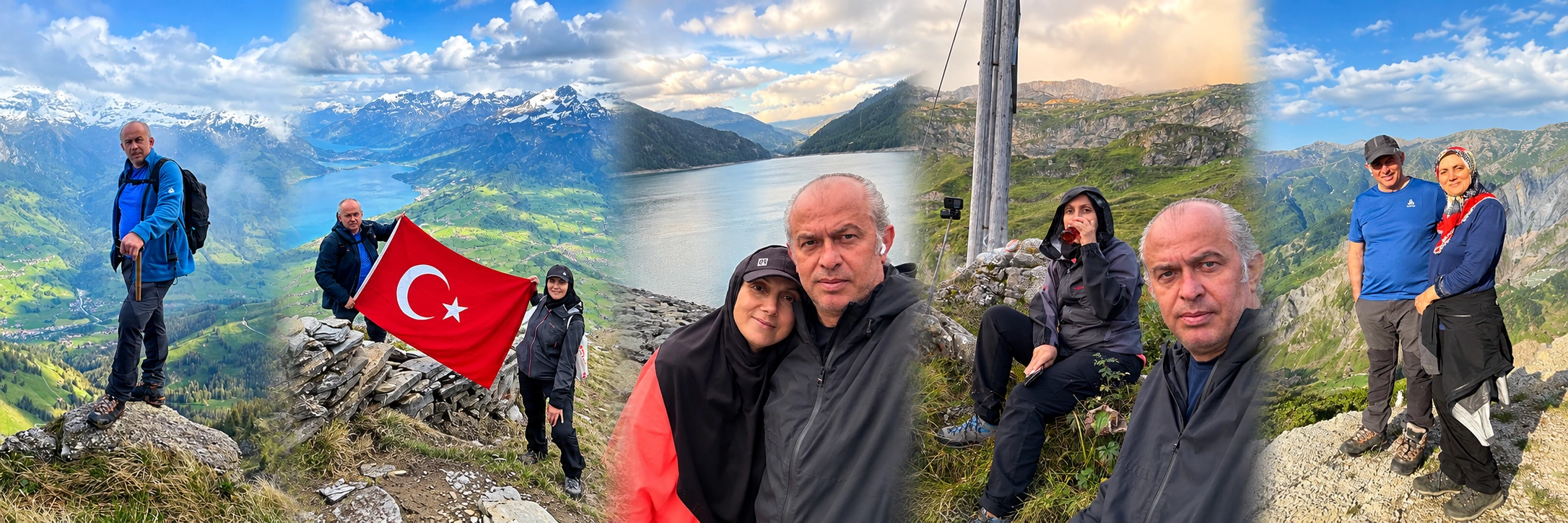 Dağlar ve göller — kişisel fotoğraflarımdan hazırlanmış beşli kolaj